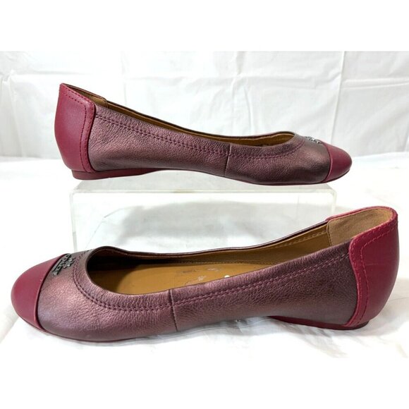 Coach Chelsea Black Cherry Metallic Leather Ballet Flats Size 5.5B - Picture 8 of 13